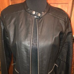 Black Faux Leather Jacket Sz Large